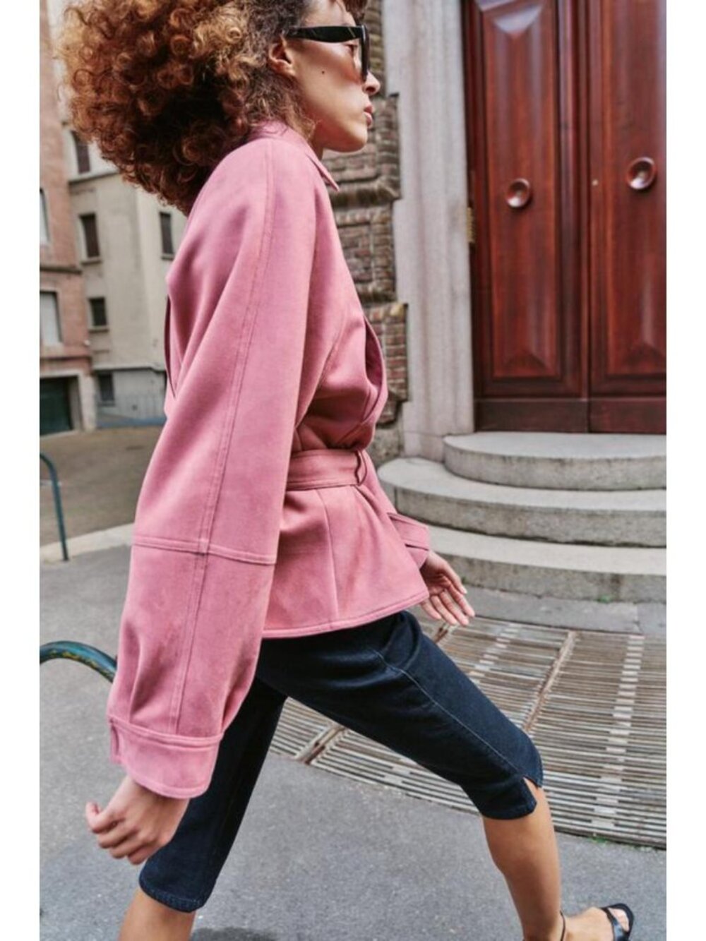 ZARA FAUX SUEDE BELTED JACKET - Picture 5 of 10